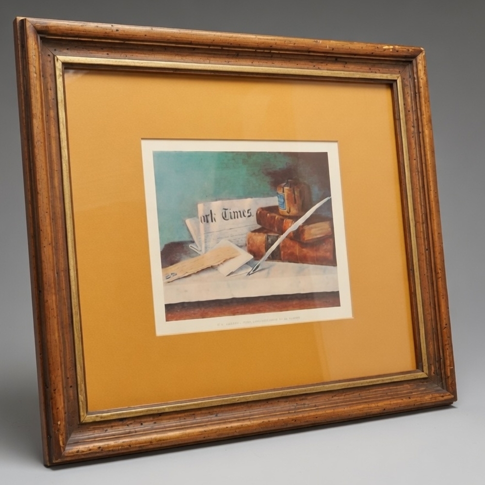 Vintage Style Art Print with Wooden Frame